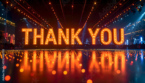 Illuminated Thank You Message on Stage