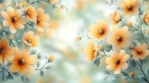 Delicate, pastel yellow flowers in a soft, dreamy setting