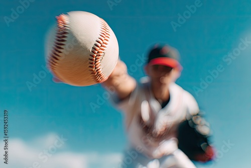 Baseball pitcher delivering a pitch