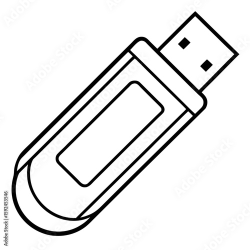 Simple line art icon of a usb flash drive for digital storage and data transfer