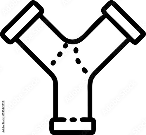 pipe junction outline vector icon on white or transparent background. plumbing tools. Editable and Printable sticker.