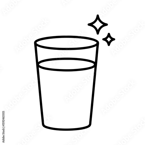 A minimalist drawing of a glass filled with water, conveying simplicity and purity in the image. 