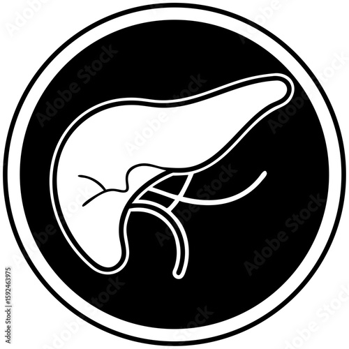 Gallbladder icon in minimalist design with black background  