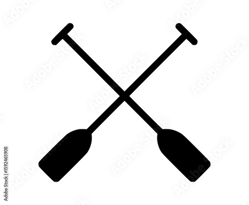 Vector silhouette of crossed black paddles