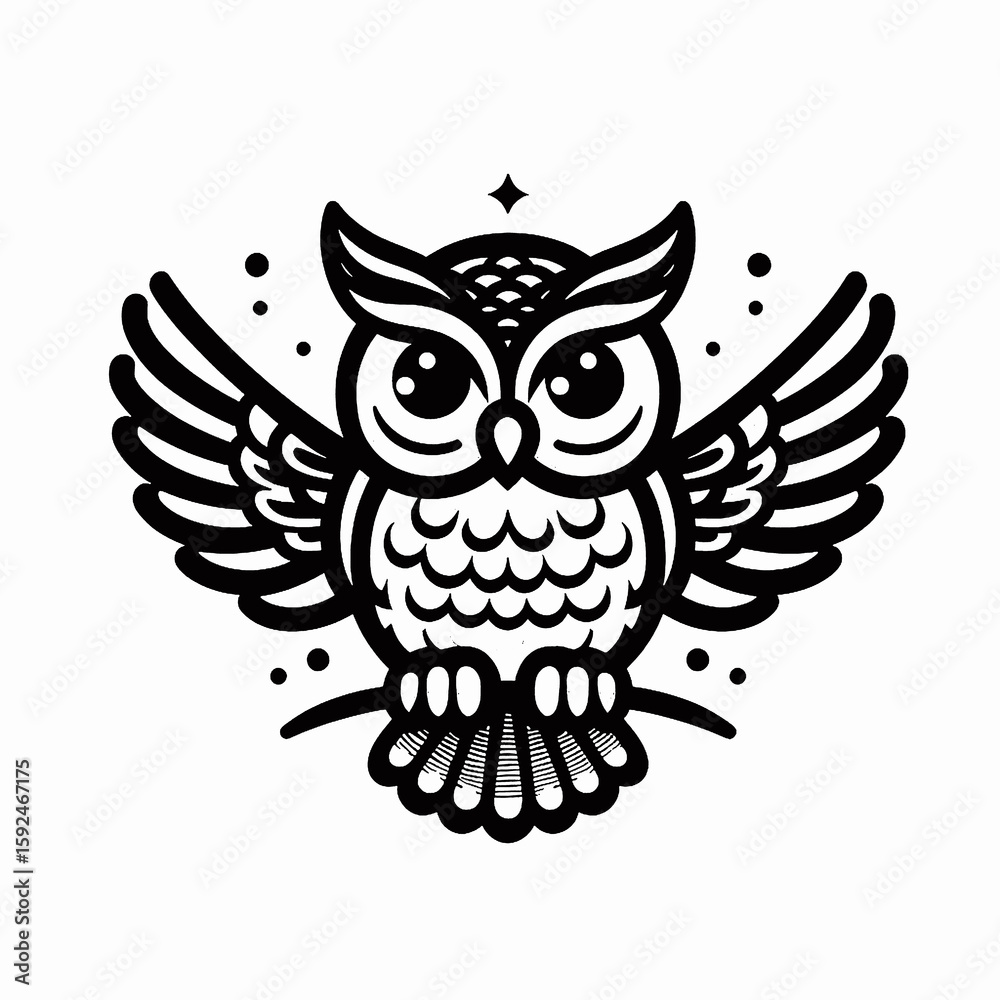 Obraz premium owl on a branch, owl on white background, owl, owl in the night, owl on a tree, owl on white, owl with wings, owl on tree branch