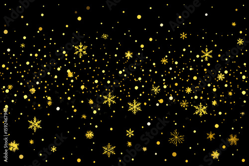 Glittering Golden Snowfall on Elegant Black Background vector illustration