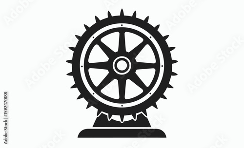 Flywheel gear silhouette, mechanical part vector, flywheel ring gear vector silhouette, illustration 
