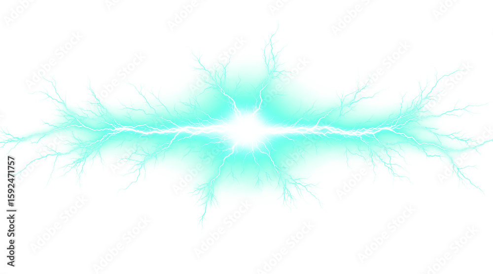 Fototapeta premium Abstract Energy Burst with Electric Rays and Bright Center Isolated on a transparent background