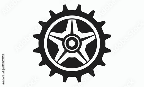 Flywheel gear silhouette, mechanical part vector, flywheel ring gear vector silhouette, illustration 