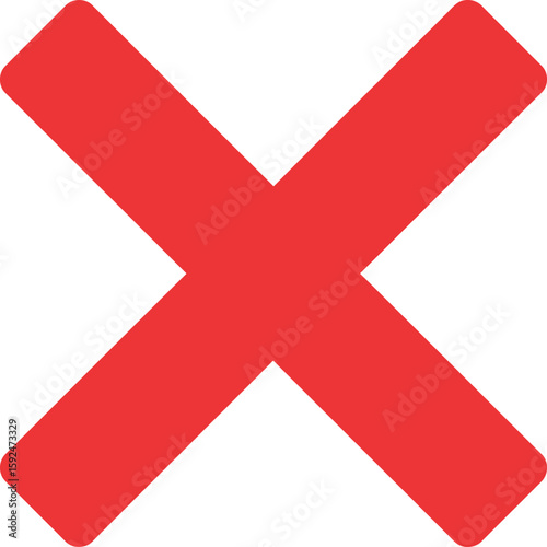 Red x mark on white background