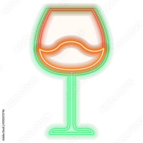 Neon bottles and glasses of whiskey, wine, tequila, champagne, cognac, rum, bourbon. Icon for night pub background. neon cocktail. drinks icon.