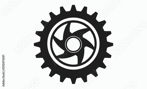 Flywheel gear silhouette, mechanical part vector, flywheel ring gear vector silhouette, illustration 