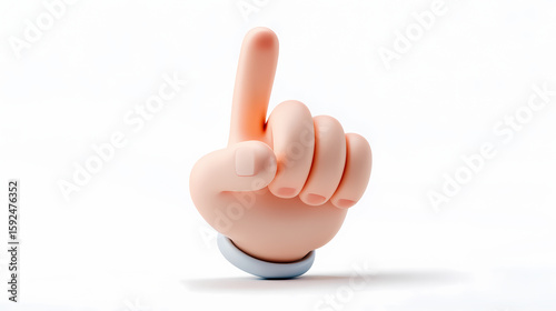 Cartoon hand pointing upward 3d illustration on white background for ui ux design element. click part. Illustration