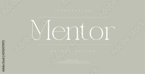 Mentor luxury elegant alphabet letters and numbers. Vintage wedding typography classic serif font decorative vintage retro. creative vector illustration