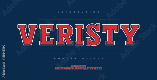 Classic college font. Veristy sport font in american style for football, baseball or basketball logos and t-shirt. Athletic department typeface, varsity style font. Vector
