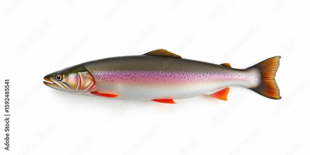Obraz premium A single lake trout isolated on a pure white background, lake trout, fishing