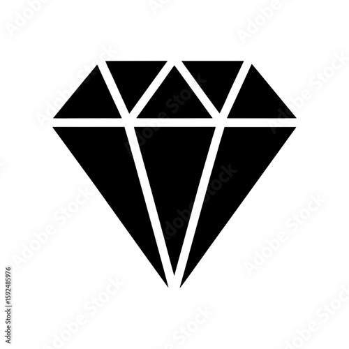 Polished diamond icon silhouette for wealth or jewelry with transparent background  