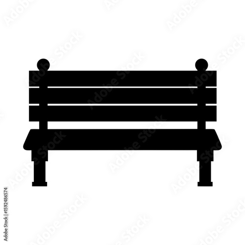 Outdoor bench silhouette in clean vector style for park scene with transparent background  