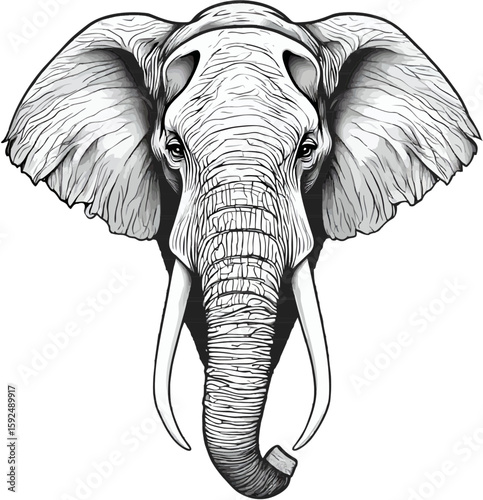 head elephant isolated on white background
