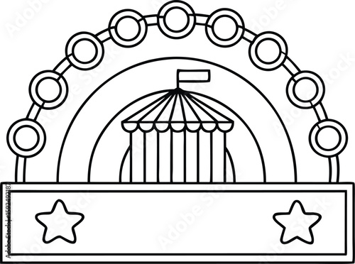 Ferris wheel and circus tent with stars amusement park
