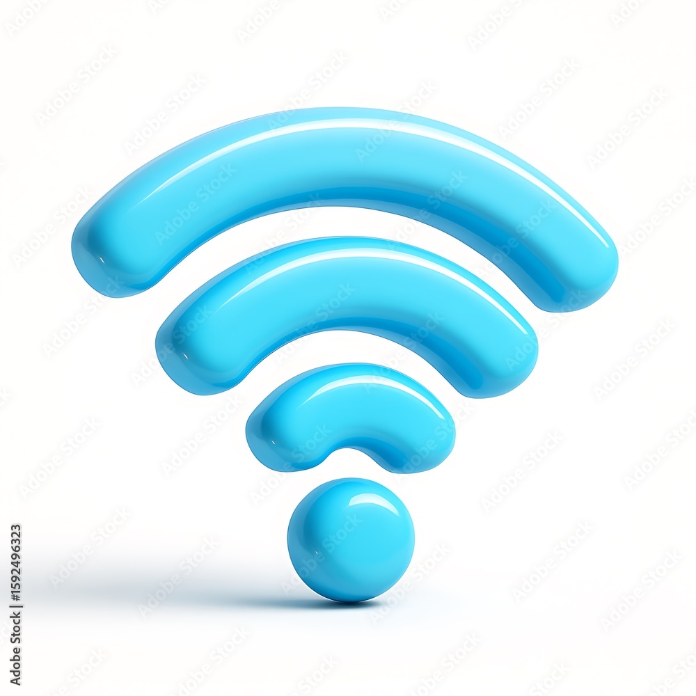 Bright blue 3d wi fi symbol on a white background Bright blue 3d wi fi symbol on a white background