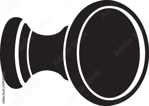 Classic vintage door knob silhouette isolated on white background