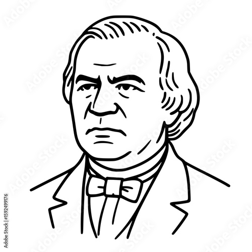 Wallpaper Mural Monochromatic Line Art Illustration of Serious Man in Formal Suit
 Torontodigital.ca