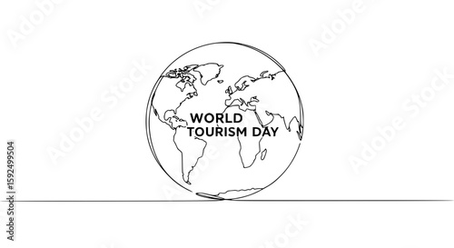 World globe with outline design promoting World Tourism Day  