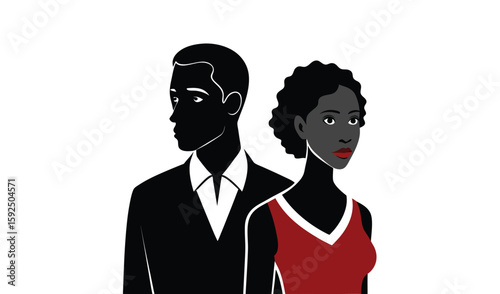 Couple standing apart with a sense of unease