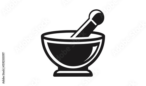 Mortar and pestle icon for pharmacy and herbal medicine