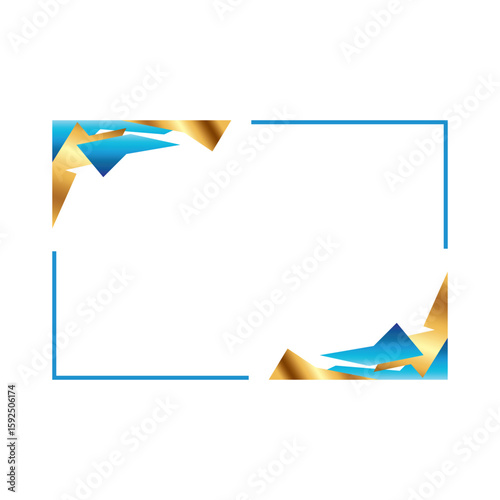 Elegant Geometric Frame Design a stylish blend of blue and gold for modern layouts