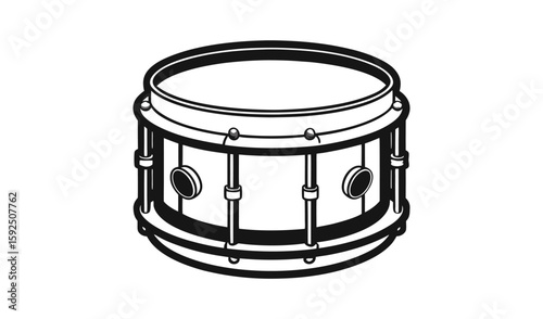 Black and white illustration of a snare drum