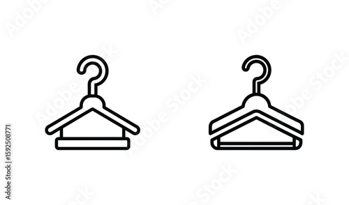 Two simple outline icons of clothes hangers