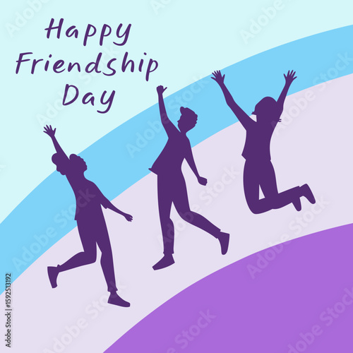 Happy Friendship Day Silhouette – Friends Jumping Vector Illustration
