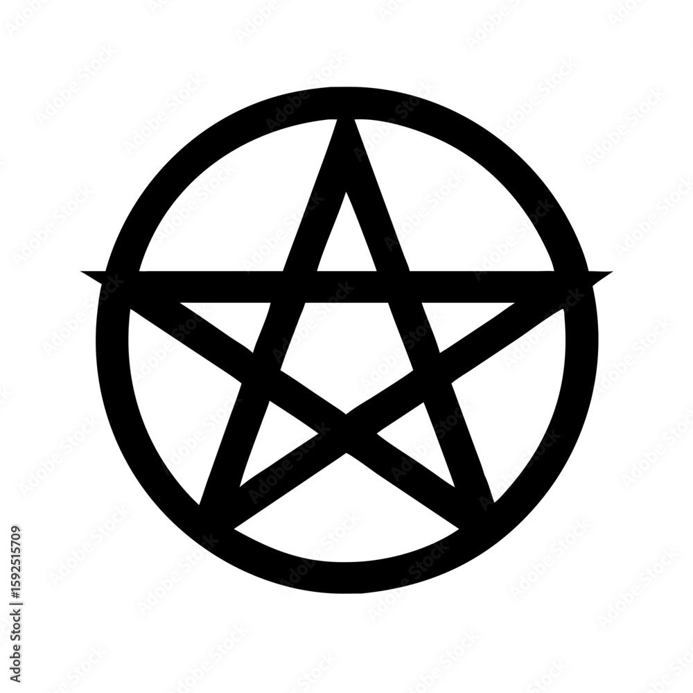 Obraz premium Wiccan moon pentacle icon vector illustration