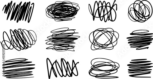Black Scribble Doodles on White Background vector
