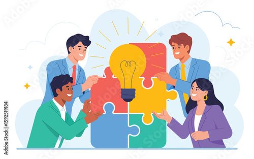 Teamwork and Innovation  Collaborative Puzzle Concept  for Success