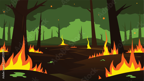 fire in the forest landscape