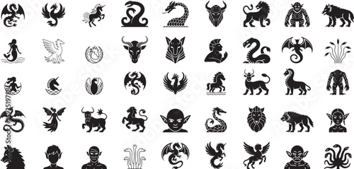 Mythical creatures fantasy beasts legendary monsters