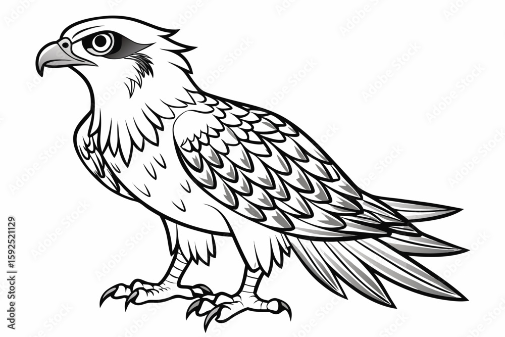 Fototapeta premium coloring page line art the osprey black vector