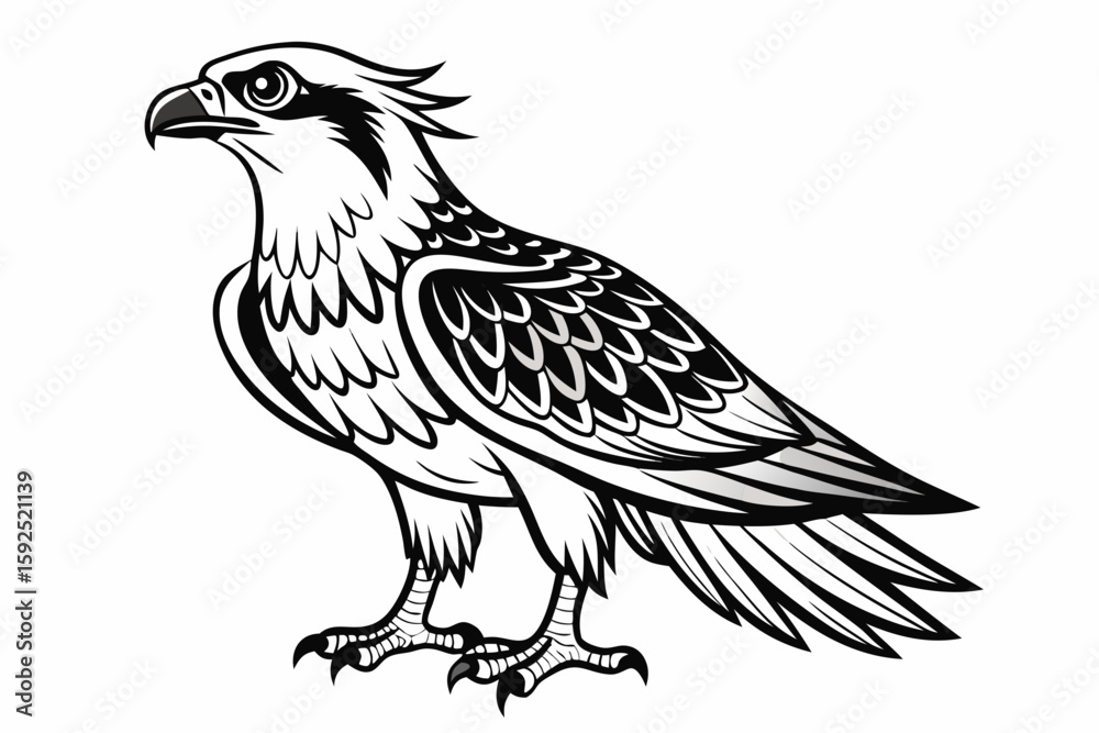 Fototapeta premium coloring page line art the osprey black vector