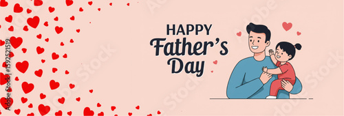 Father's Day graphic showcasing a loving father holding his daughter, perfect for greeting cards, social media posts, and family-themed promotions.