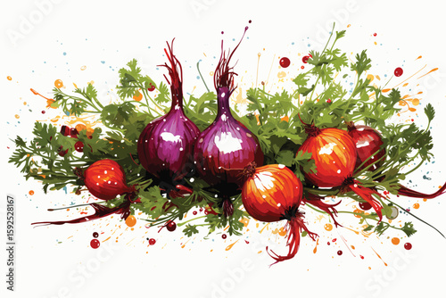 Healthy green salad with avocado feta cheese and fresh vegetables isolated on white background vector and illustration 