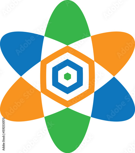 Modern Atomic Science Atom Icon Logo Design for Technology Company, Science Business or Research Institute Branding Vector Template