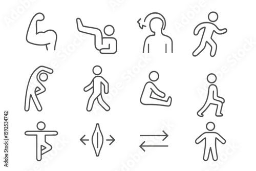 Silhouette exercise icons for fitness and physical activity