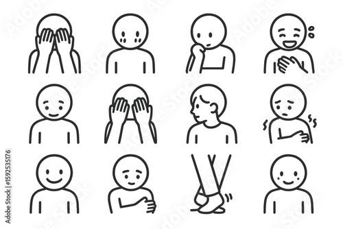 Multiple illustrated characters expressing various emotions in simple drawings