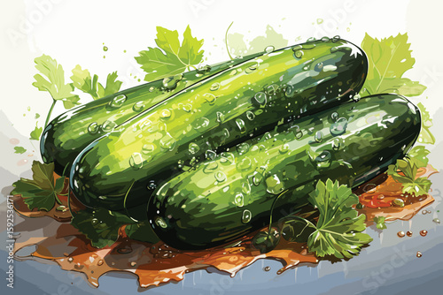 cucumber vector color white background vector and illustration 