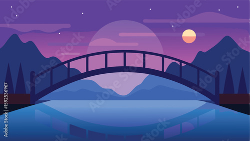 night landscape with bridge