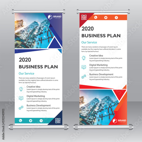 Business roll up banner design, modern type x banner