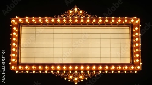 Vintage Theater Marquee Sign With Warm Golden Lights